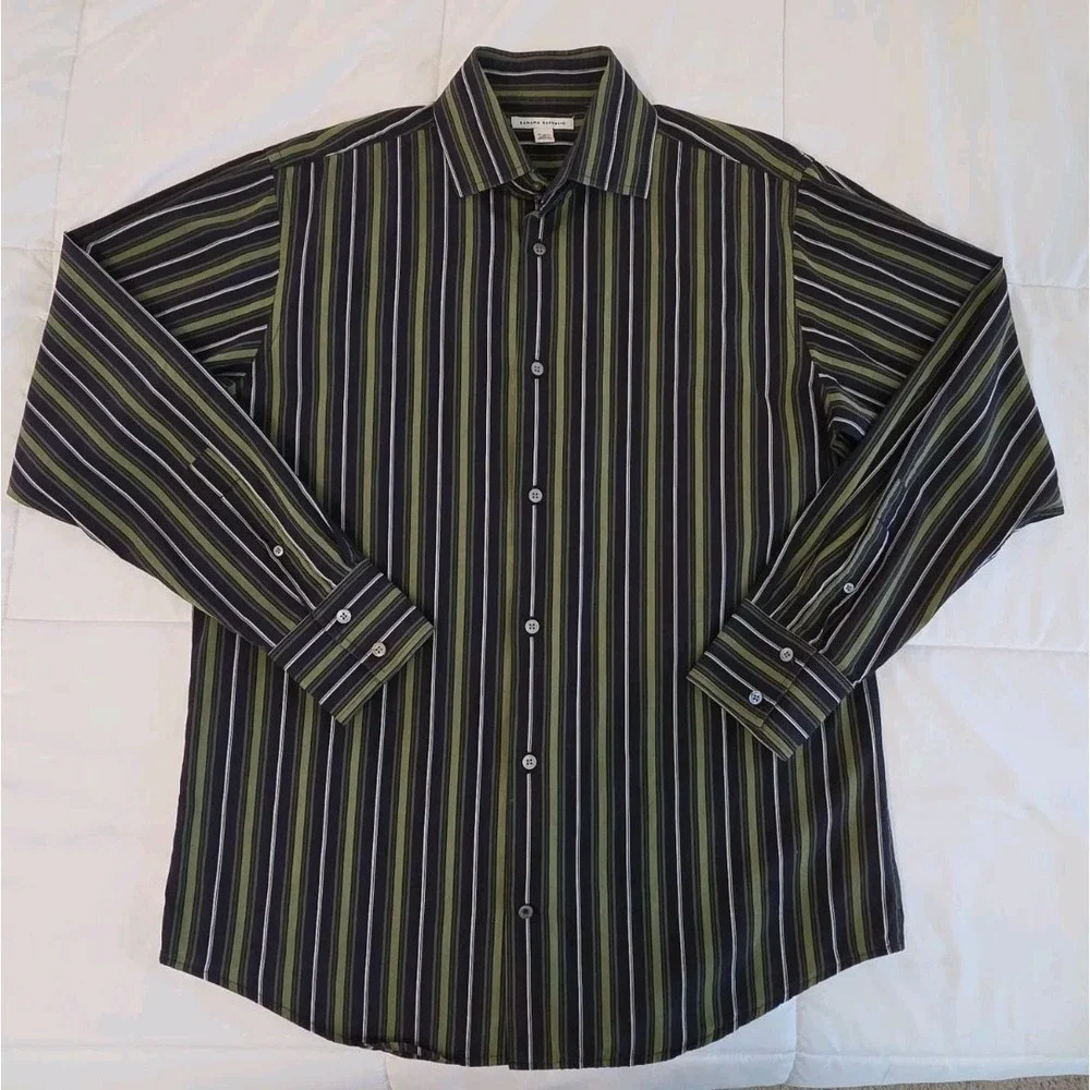 Banana Republic Men's Dress Shirt, Cotton, Green 16-16 1/2 Large, Office